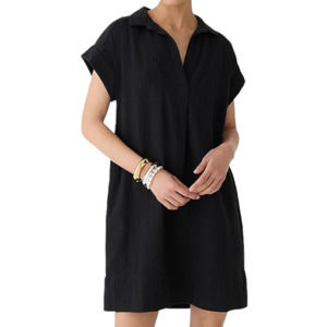 J. Crew Black Soft Gauze Short Sleeve V-Neck Knee Length Shirt Dress Size 3X